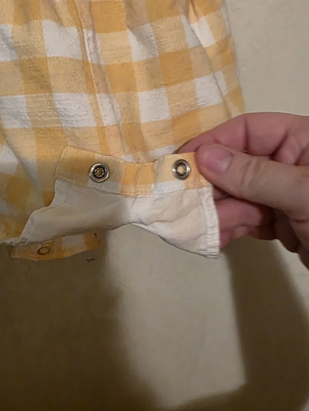 Cat & Jack Yellow White Check Romper Square Neck Short Sleeve 3T Cotton